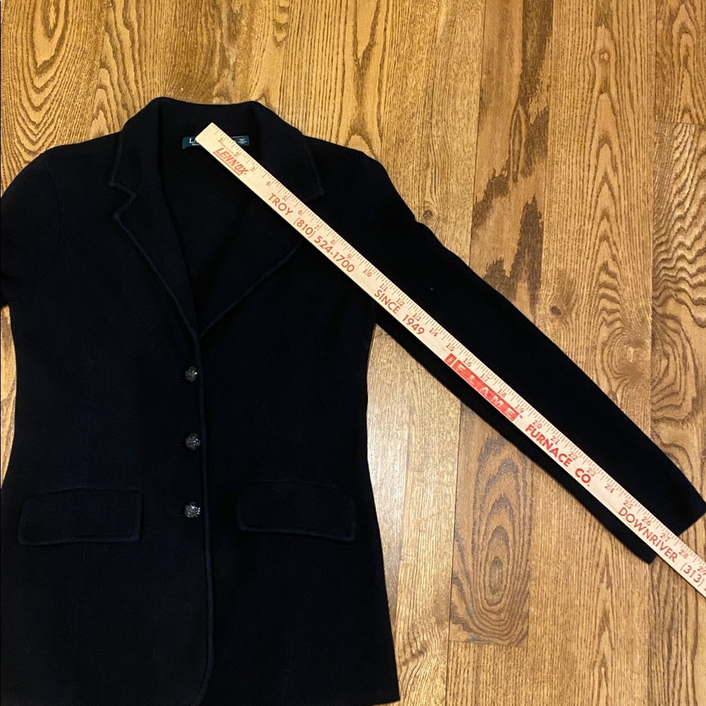 Lauren Ralph Lauren combed cotton blazer black dark Academia Preppycore small - Picture 13 of 16